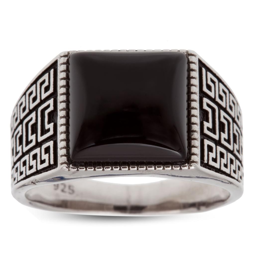 Silver Ring 'King' Black Silver (rhodium) - 14x14mm