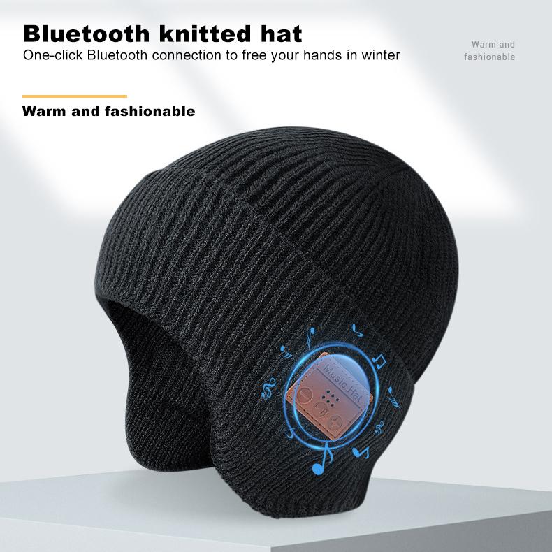 Music Hat Winter Windproof Music Cap 5.0 Bluetooth Wireless Stereo Headphones Music Hat Ear-Covering Headset Beanie Headwear