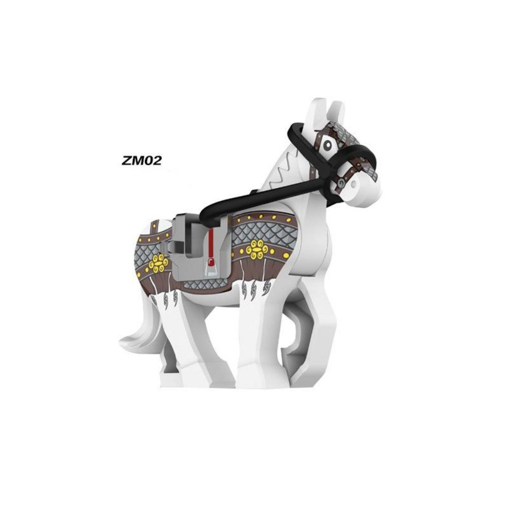 Single Sell Medieval Knight War Horses Wolves Tiger Bears Deer Dragon Animal Decorative Toy Moc Building Block Rope Saddles K039