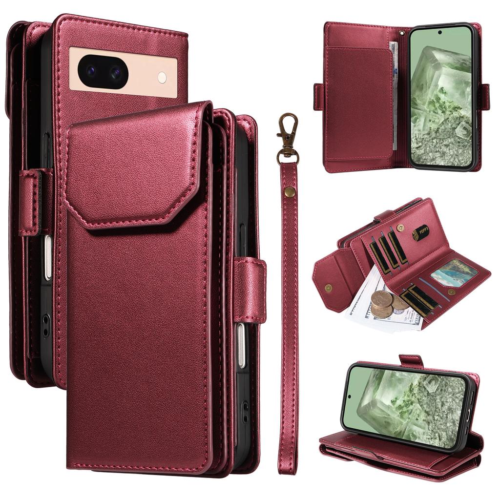 Чехол для Google Pixel 8a с держателем для нескольких карт и ремешком, чехол для телефона из ПУ кожи, подставка