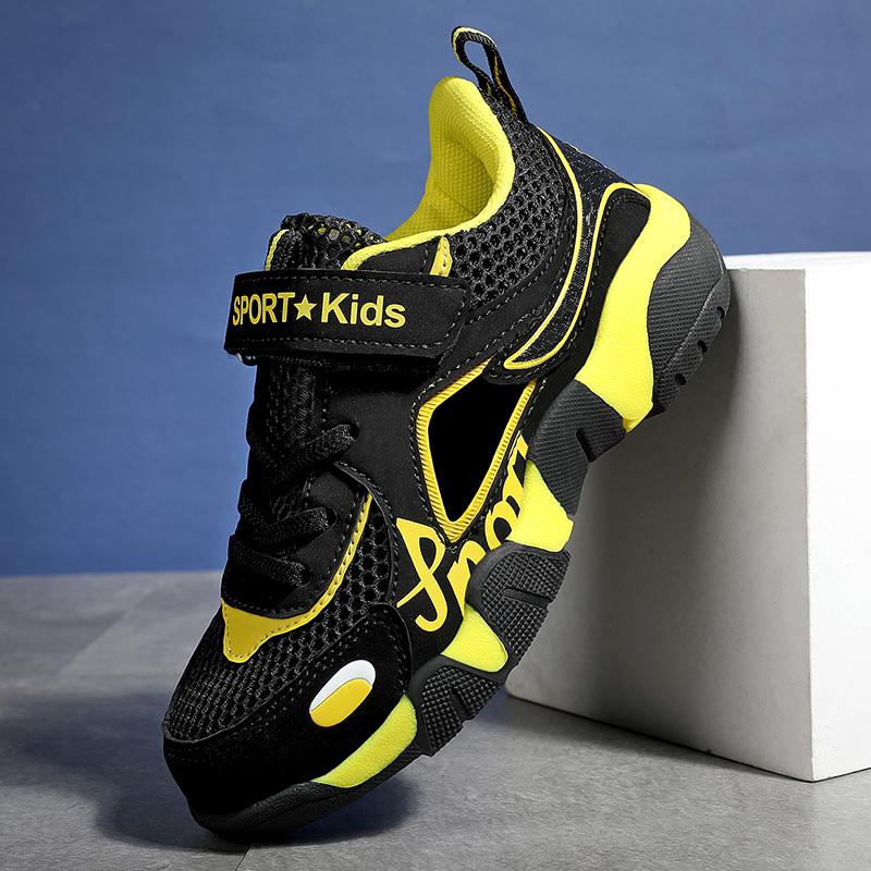 Детские модные дышащие туфли на липучках с сетчатой рамкой, размер плюс, спортивная и досуговая обувь, сандалии для улицы 28-40