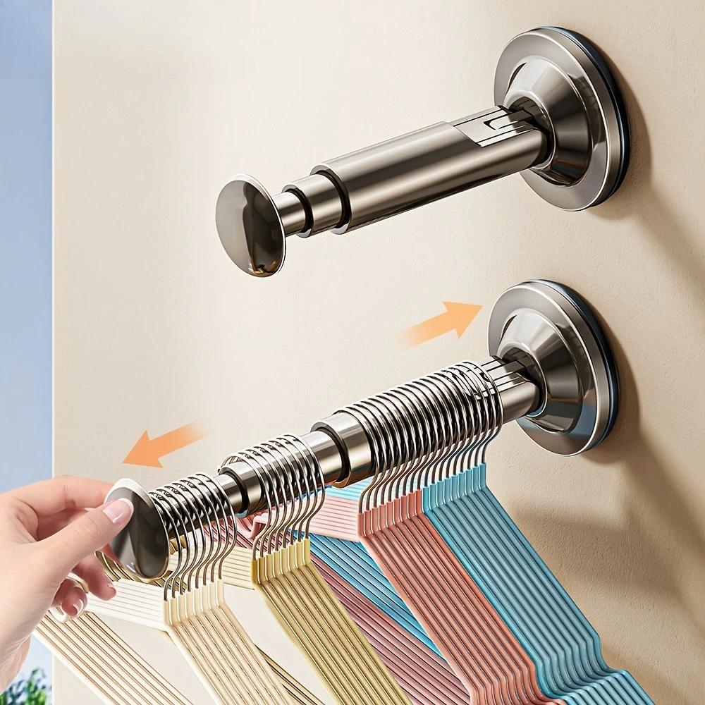 Hanger Storage Rack No Drill Suction Cup Installation, Retractable & Adjustable for Home & Office Durable Space-Saver