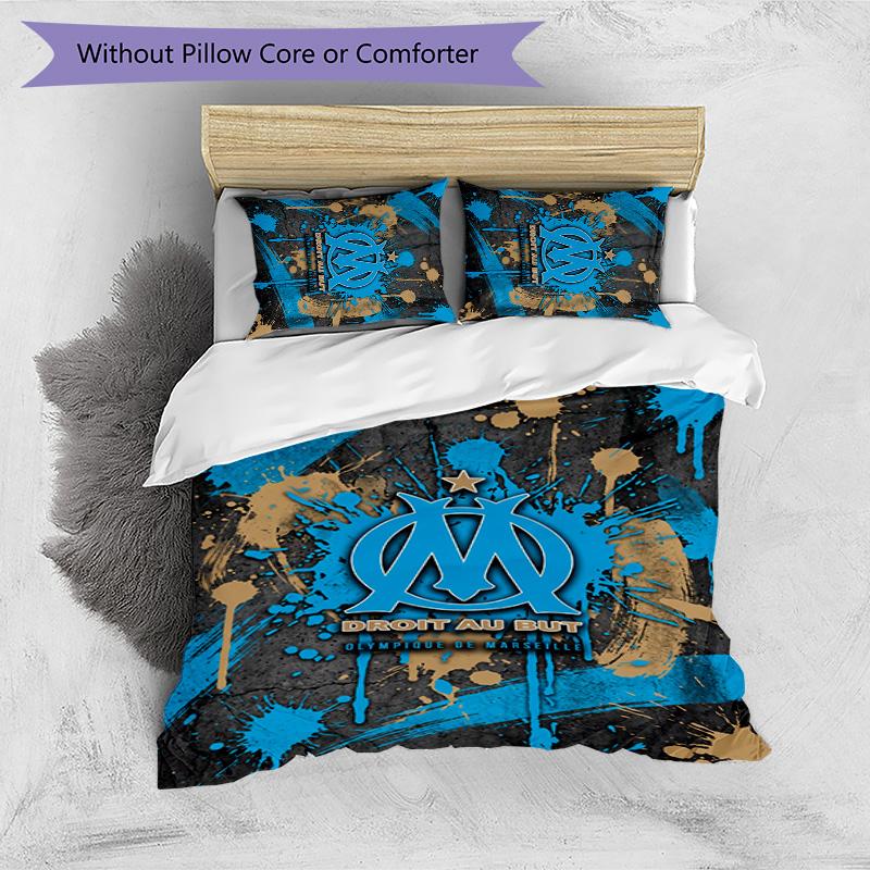 Olympique Lyonnais FC Printed 3PCS Bedding Set Breathable Duvet Cover with Pillowcases Decorative Bed Linen for Bedroom Home