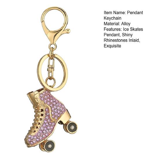 Creative Ice Skates Pendant Keychain Sparkling Rhinestones Inlaid Car Keyring Backpack Bag Charm Keychain