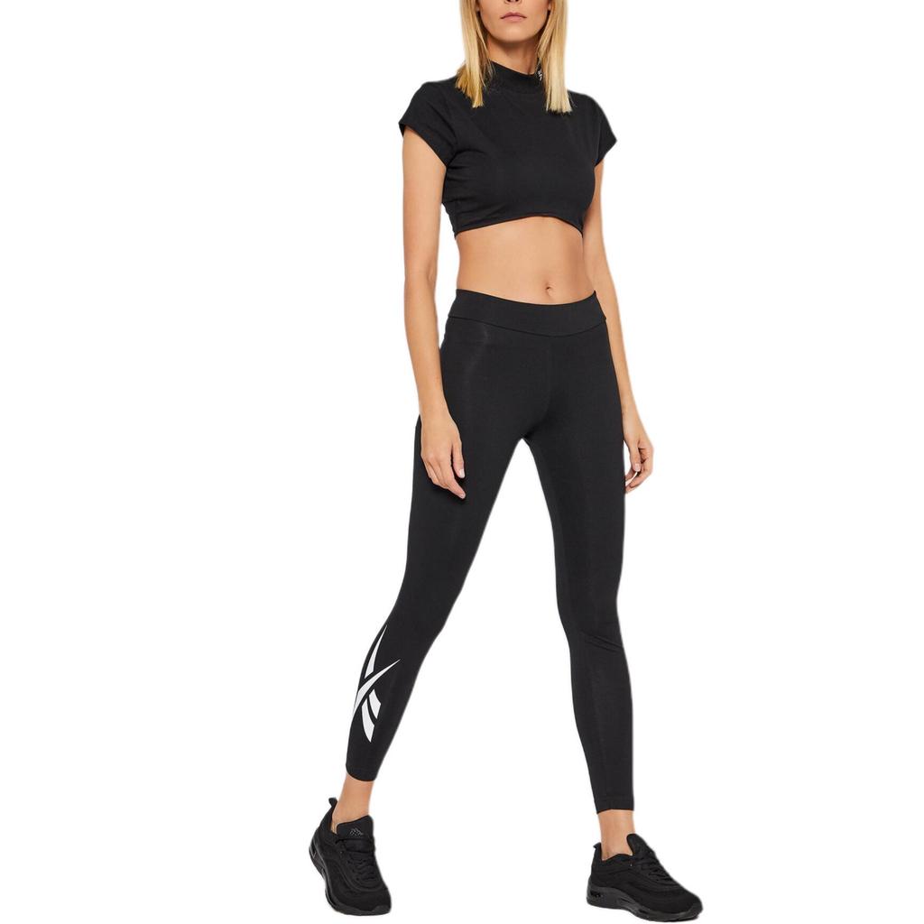 Reebok Solid Color Logo High Waist Sports Pants Women Bottoms Black H41357
