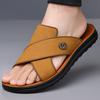 Men Leather Slide Sandals Large Size Summer Beach Home Outdoor Slip On Comfort Walking Travel Footwear Daily Easy Wear Lightweight