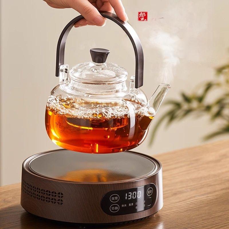Chinese Tea Ceremony Tea Pot High Borosilicate Glass Open Flame Health Flower Tea Pot Tea Set Teapot Cup Holder