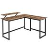L Shaped Desk with Stand for Study,Game,Work,Space Saving,Adjustable Legs,Metal Frame,Latch