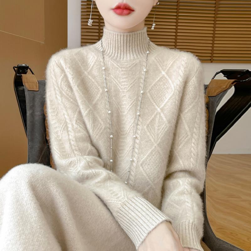 Women Sweater 100% Wool MODERN NEW SAGA Turtleneck Knit Pullover Thick Winter Jumpers Female Knit Tops