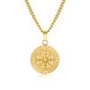 Compass Coin Compass Pendant Stainless Steel Necklace Punk Men's Non-fading Hip-hop Necklace