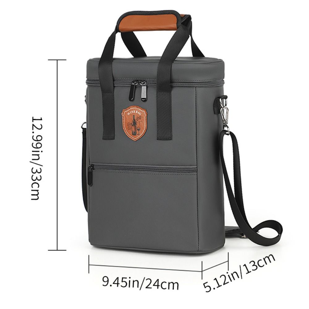 Leakproof Bottle Wine Carrier Bag Top Zip Closure Beverage Travel Bag 2 Bottle Tote  Gathering