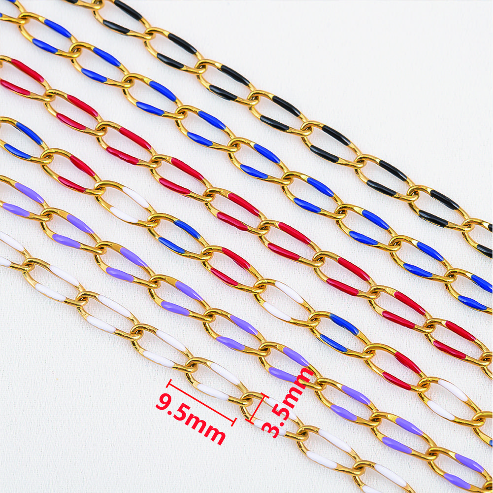 1 метр эмалированная витая цепь из нержавеющей стали, тросик, звенья роло, золотая цепь-ремень для изготовления ювелирных изделий, DIY ожерелья, браслета, поделок