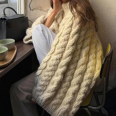 Женский свитер с круглым вырезом и длинным рукавом, с перекрученной текстурой, трикотажные топы, однотонный свободный крой, пуловер