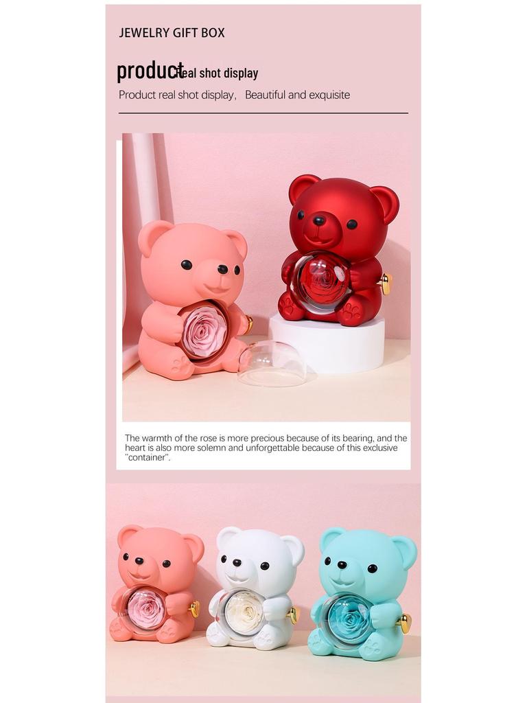 Трансграничная Шкатулка для украшений 'Обнимающийся медведь и вечная роза'