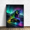 DIY Diamond Painting Black Panther and Sports Car Cross Stitch Kit Mosaic Art Diamond Painting Full Circle/Square Diamond Home Decoration