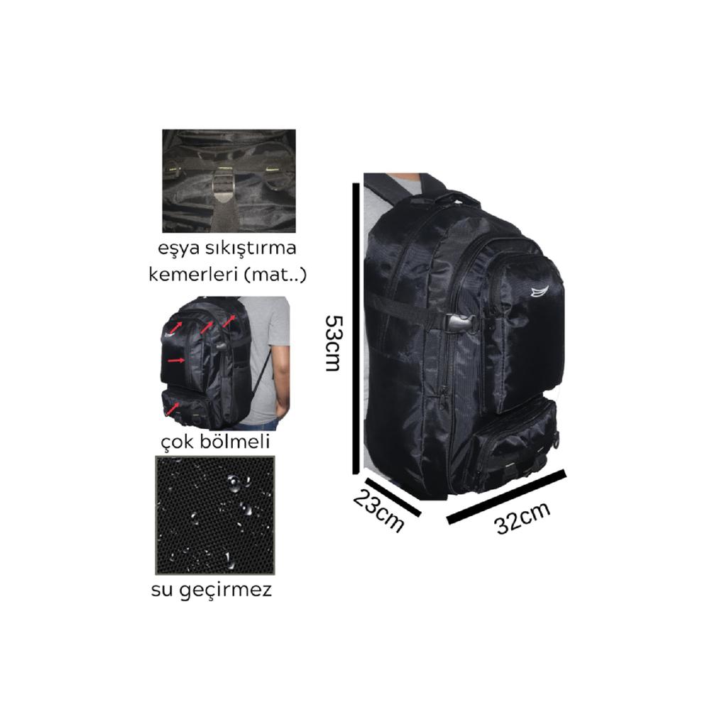 Черный, большой размер, водонепроницаемый рюкзак с несколькими глазами, 50 л, для походов, путешествий, школ, альпинистов и треккинга