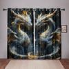 Мистические шторы с драконом, 2 панели, 3D-принт, солнцезащитные шторы, черное золото, фантазия, спальня, гостиная, декор, креативный, уникальный