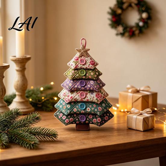 Textile Art Halloween Decor DIY Quilted Fabric Tree Kit Sewing Craft Party Display Ornaments Handmade Christmas Hanging Ornament for Holiday