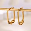 Геометрические серьги-кольца с бусинами для женщин, золотистого цвета, из нержавеющей стали, серьги с бусинами, роскошные свадебные украшения для рождественской вечеринки, подарок