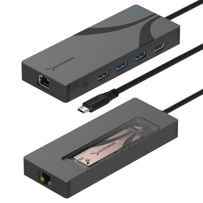 SABRENT Док-станция с SSD 90 Вт 1 USB 2 USB HDMI RJ45 1 Гбит/с USB-C Хаб, 6-портовый слот M.2, PD3.0, USB-A порты 2.0 и 3.0, HDMI 2.0 4K@60 Гц,