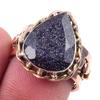 Natural Blue Sunstone Gemstone 925 Sterling Silver TwoTone Gift Ring S.7 C8k14