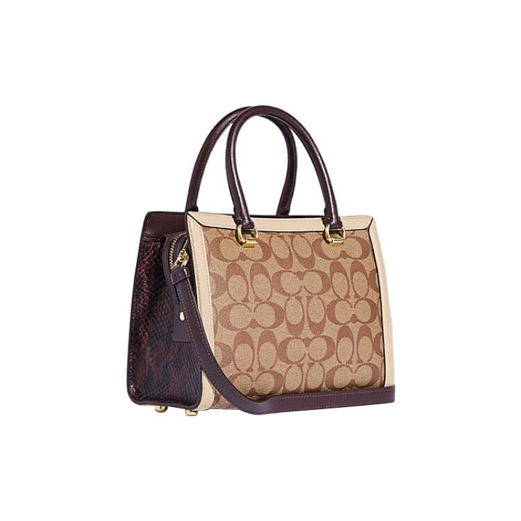 Coach Grace 24 Классическая Сумка-тоут на молнии с монограммой, съемным плечевым ремнем, кожаная, для ношения через плечо, Женские сумки, Хаки CC142-IMUPM