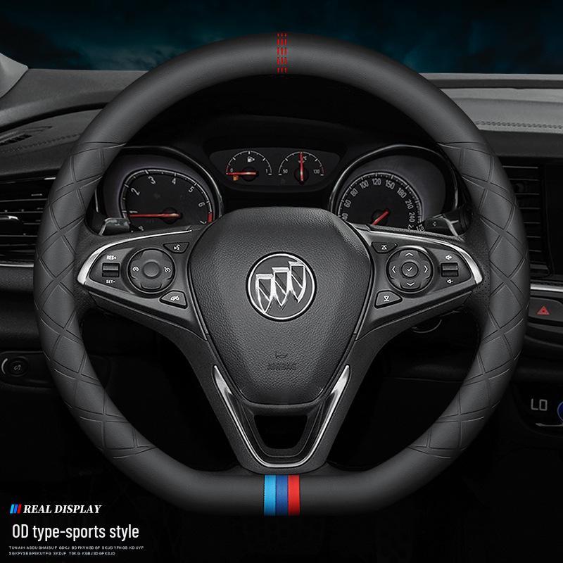 Genuine Leather Steering Wheel Cover for Buick: Compatible with Excelle, Regal, Envision, Verano, GL6, GT, and GL8 Models.
