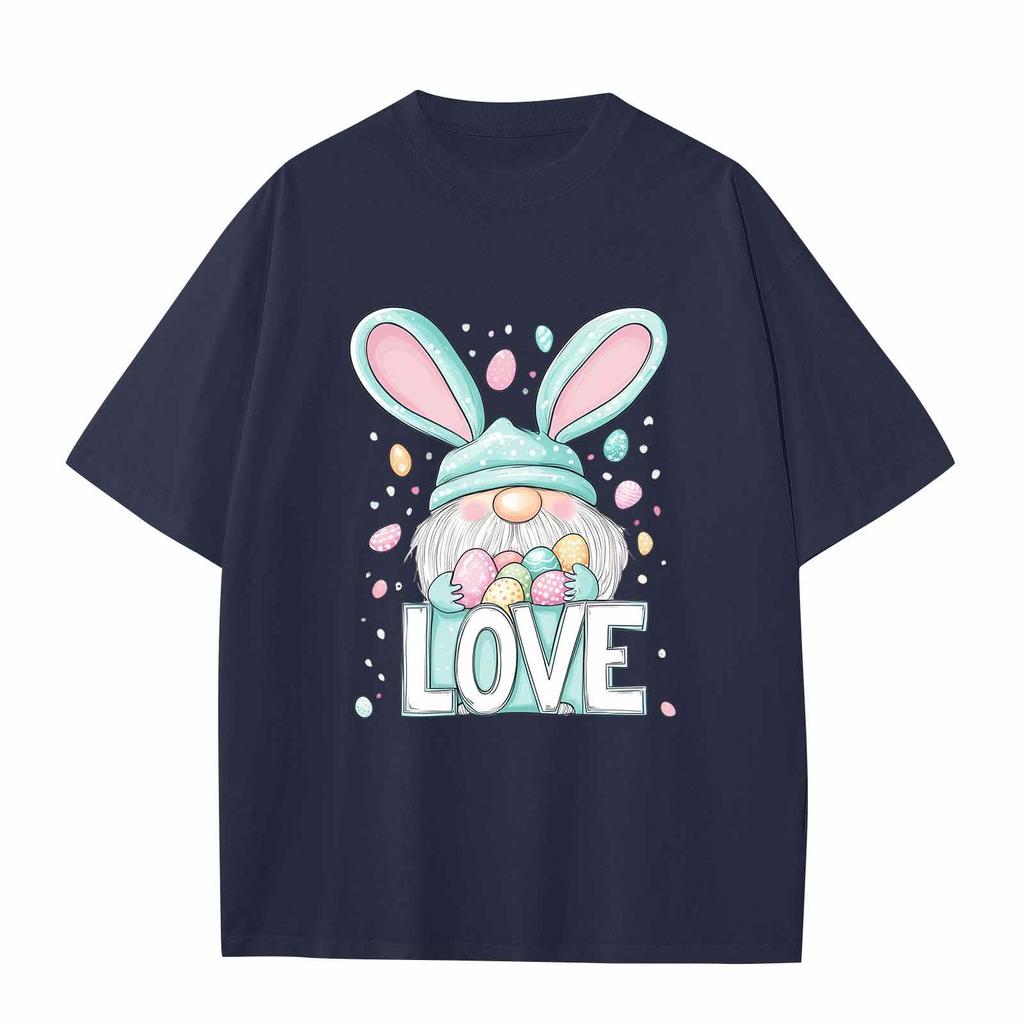 Boys And Girls Casual Loose Easter Print T-Shirt Round Neck Pullover Short Sleeve Top