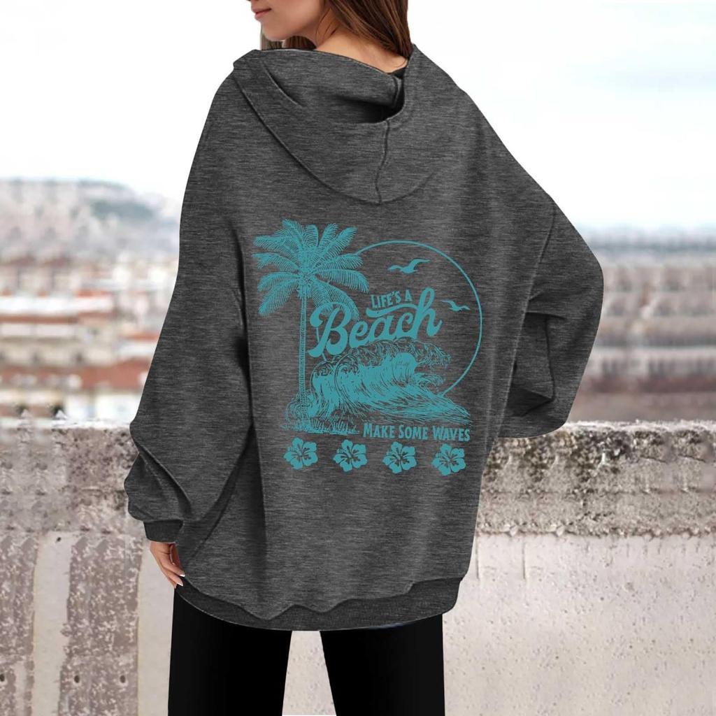 Женская толстовка с капюшоном и круглым вырезом с длинным рукавом и принтом от A BEACH MAKE SOME WAVES