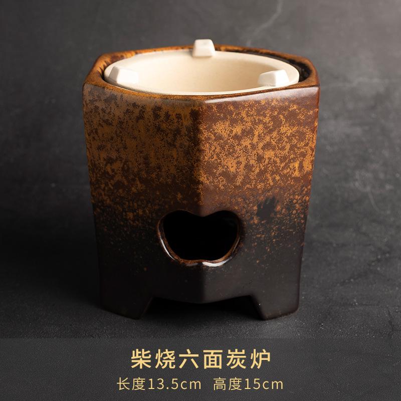 Печь-трансформер для подогрева чая в стиле ретро, устойчивая к высоким температурам керамическая заварочная печь с боковой ручкой, угольная печь, чайник, чайная утварь