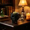 Niche Gift for Goth Lovers 3D Printed Skull Planter with Skeleton Hand Stand, Gothic Succulents Pot, Unique Resin Craft Art Dark Style Decorative
