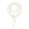 SHIXIN 5Pcs/Set Fashion Y-Shaped Colorful Crystal Clavicle Chain Women Boho Exquisite Gold Color Cross Pendant Necklace Jewelry