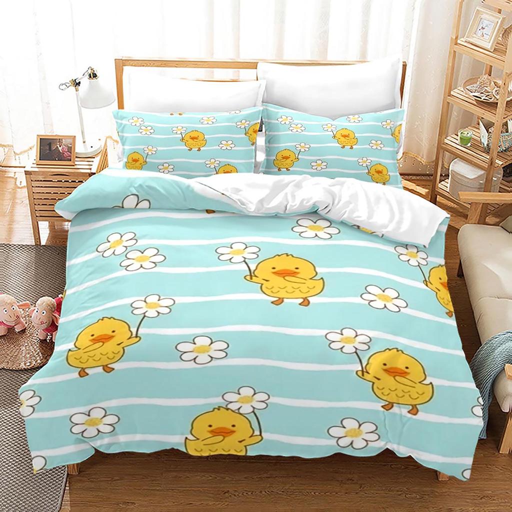 Комплект постельного белья Yellow duck Single Twin Full Queen King Size Комплект постельного белья Little duck Aldult Kid Bedroom Duvetcover Sets 3D Print 020