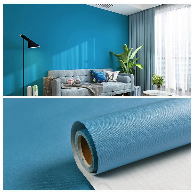 Solid Color Self-adhesive Simple Warm Bedroom Living Room Decor Waterproof Background Wall Paper Furniture Renovation