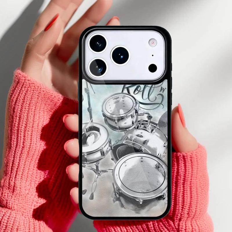 Чехол для телефона с изображением музыкального инструмента Барабан для iPhone 17 Air 16e 15 14 13 Pro Max Задняя крышка для 12 11 Pro Coque