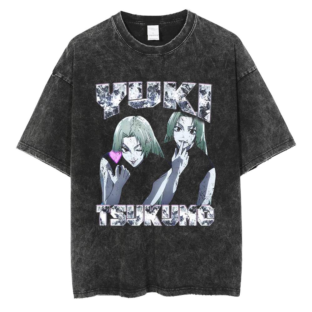 Anime Jujutsu Kaisen Print T Shirt Men Summer Zenin Maki Streetwear Tshirt Oversized Vintage Washed Short Sleeve Casual Tshirt