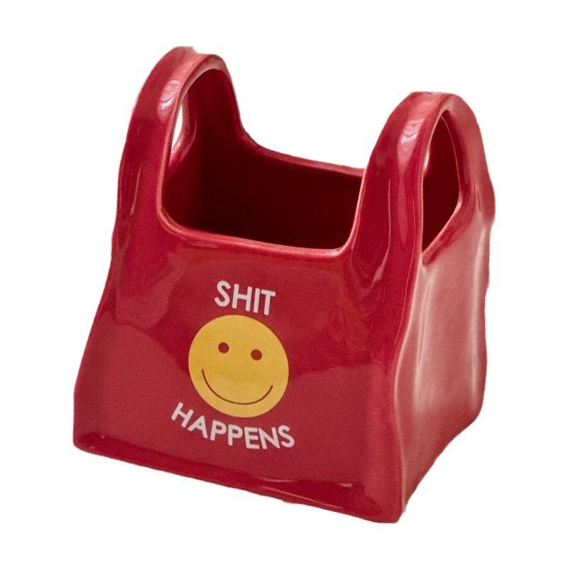 Керамическая банка «Смайлик» - Минималистичное настольное хранилище для ручек, ключей, безделушек, позитивный декор для дома