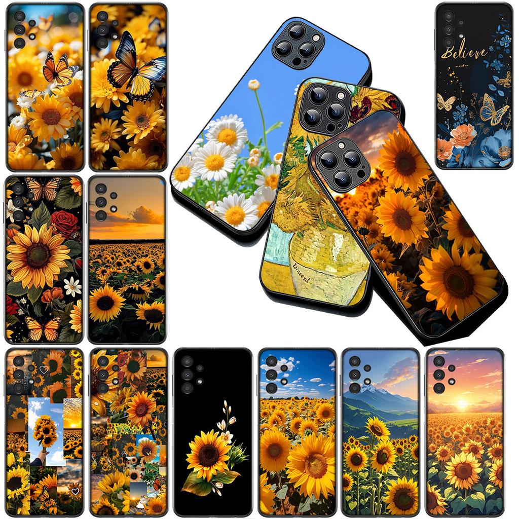 Cover for Samsung Galaxy A35 A36 A55 A26 A05 A06 A14 A50 A51 A53 A54 A12 A13 A23 Phone Case Sunflower Yellow Flower Butterfly