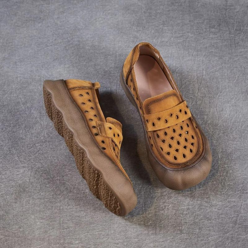 Johnature Женские лоферы на мягкой подошве, без шнуровки, из натуральной кожи, удобные, с перфорацией, дышащие, на плоской подошве