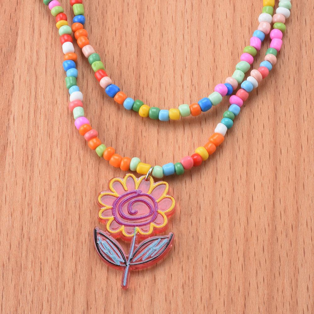 Двойное ожерелье с подвеской из смоляного цветка, женское бохо-цветное ожерелье с бусинами