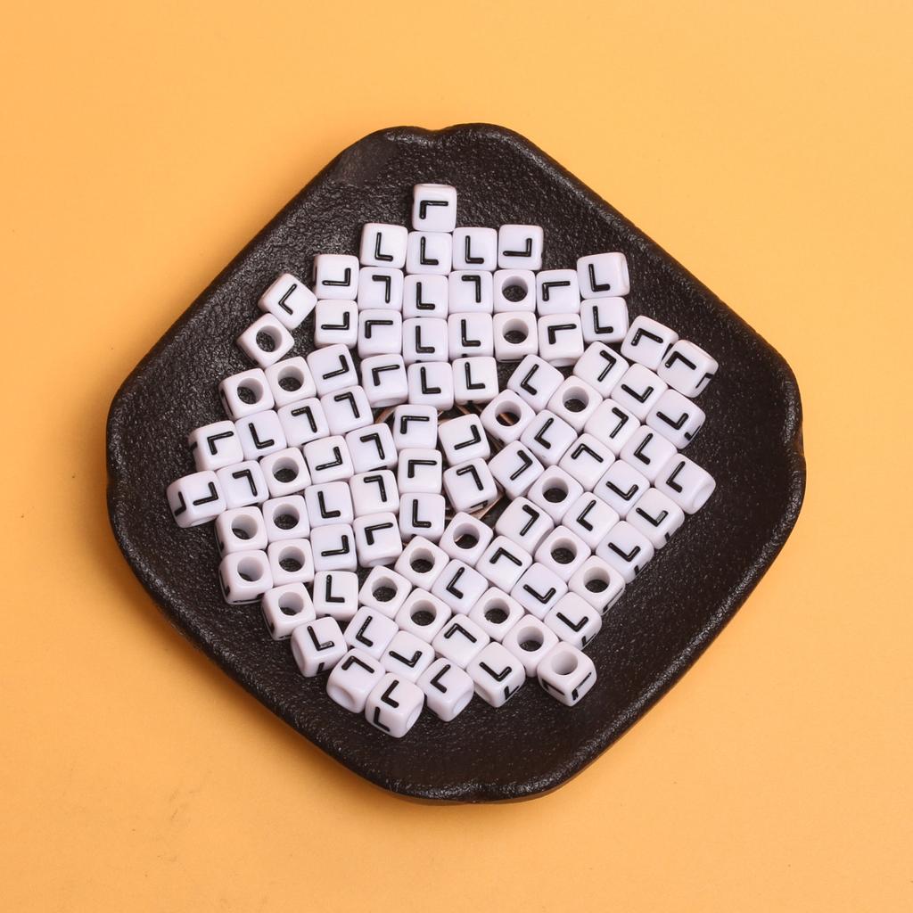 White Black Pendants Handcrafts Beading Material DIY 26 Letters Beads Bracelets Phone Chain 5.5mm Acrylic Big Hole Necklace DIY Jewelry Accessories