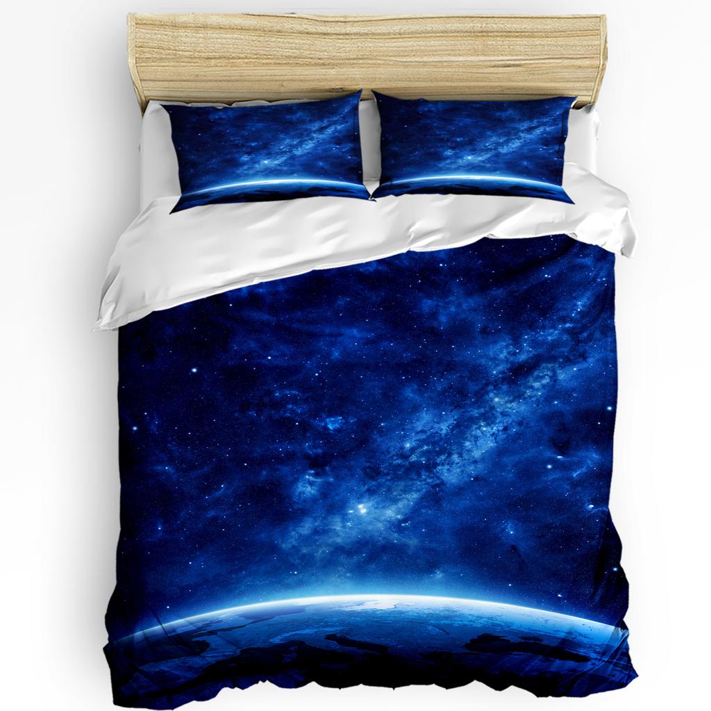 3pcs Bedding Set Universe Space Rocket Cartoon White Home Textile Duvet Cover Pillow Case Boy Kid Teen Girl Bedding Covers Set