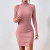 Женские осенние сексуальные однотонные трикотажные платья с запахом