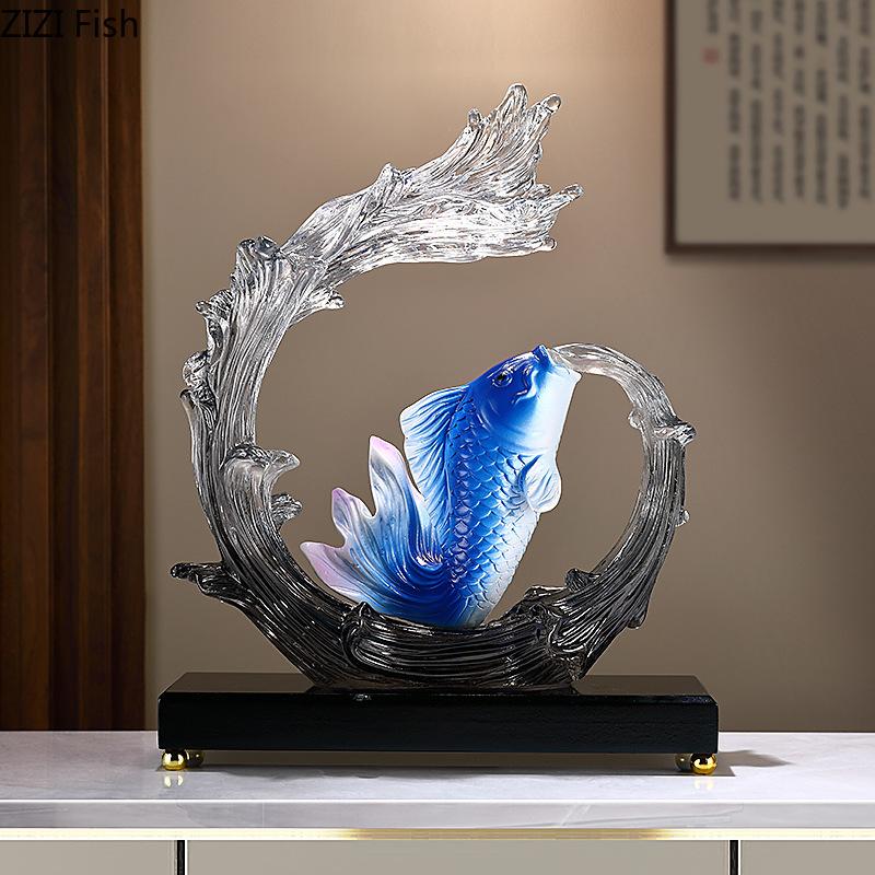 Скульптура тыквы «Счастливый карп», украшение для рабочего стола в офисе, креативная статуэтка из смолы, китайский подарок на свадьбу и Новый год