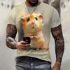 Summer Round Neck 3D Rodent Animal Print Top Fashionable Casual Short Sleeved Men's T-shirts