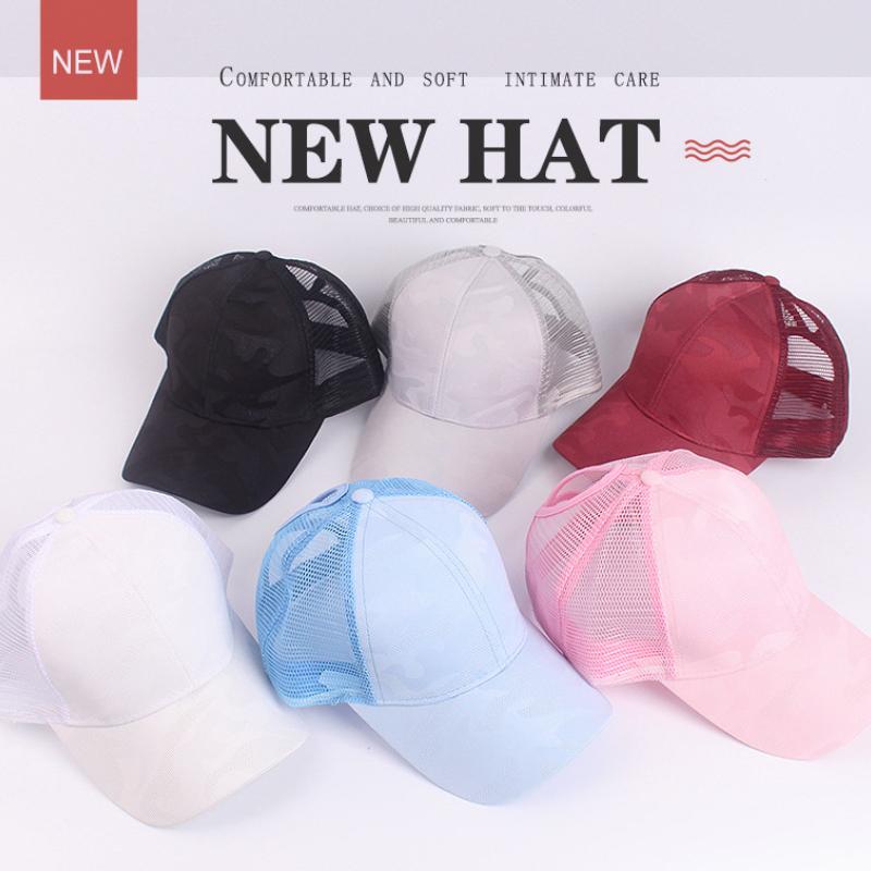 Женская бейсболка с хвостиком, сетчатая камуфляжная летняя кепка для отдыха, простая кепка Snapback, уличная спортивная кепка для женщин и мужчин