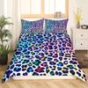 Leopard Print Comforter Cover Pink Pastel Cheetah Duvet Cover Animal Print Bedding Set Rainbow Galaxy Bedspread Cover King Size