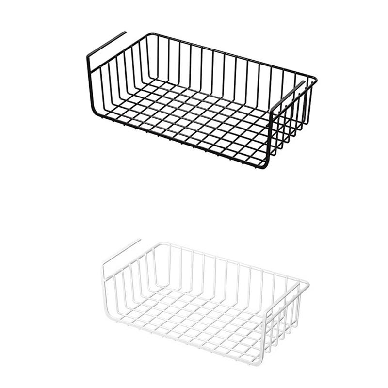 1 шт. Белая/Черная подвесная сетчатая корзина из железа, большая вместимость, подвесная под шкаф, на стену, в гардероб, корзина для хранения, кухонные инструменты