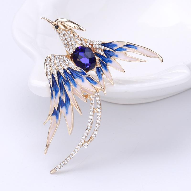 5 Colors Enamel Flying Beauty Phoenix Bird Brooches For Women Men Bird Party Office Brooch Pins Gifts