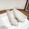 White Short Boots Women's Martin Boots Autumn and Winter New Square Head Thick Heel Small Short Boots Thin Boots High Heel Small Bare Boots